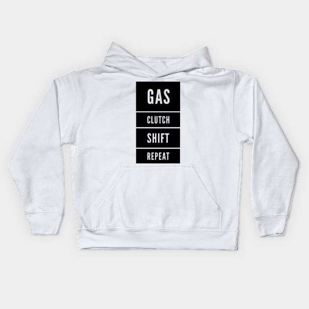 Gas clutch shift repeat Kids Hoodie by Sloop